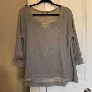 Grey free people flowy sweater with sleeve detail
